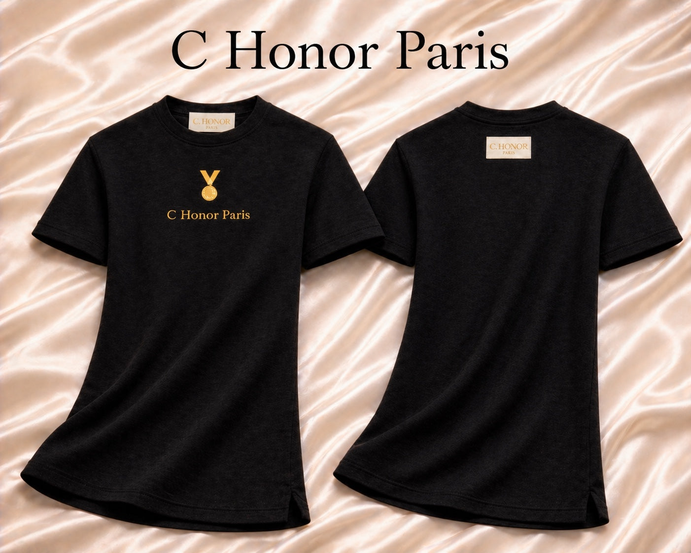 C Honor Paris Mallory Crewneck Shirt in black front and back