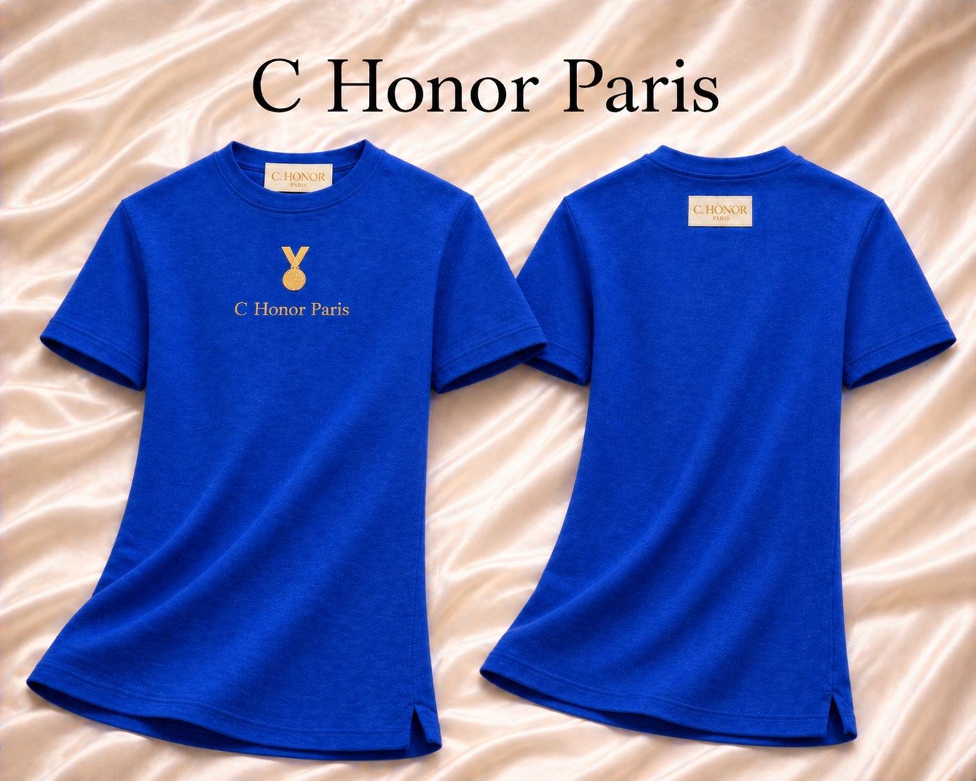 C Honor Paris Mallory Crewneck Shirt in blue front and back
