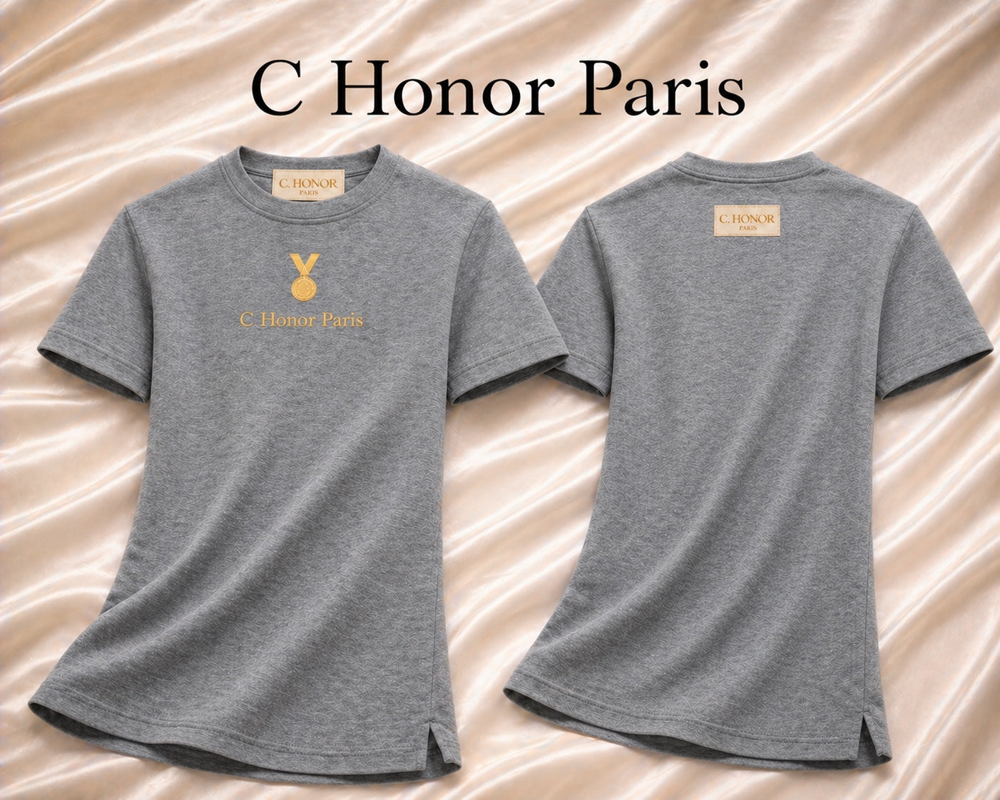 C Honor Paris Mallory Crewneck Shirt in gray front and back