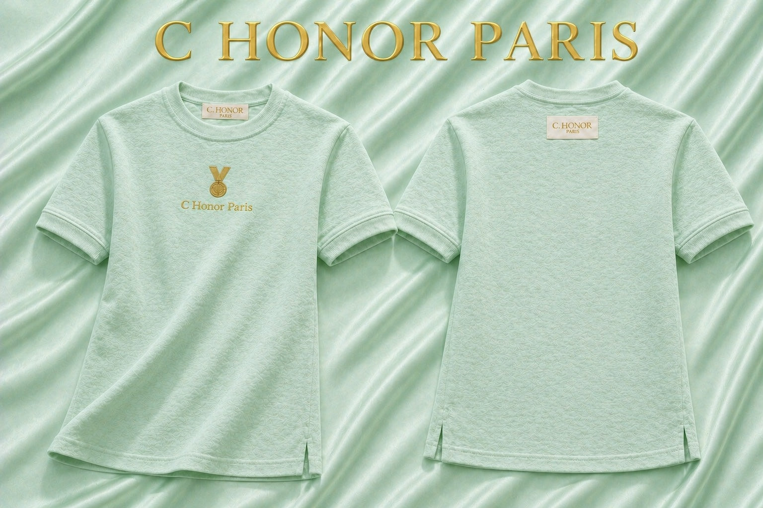 C Honor Paris Mallory Crewneck Shirt in mint green front and back