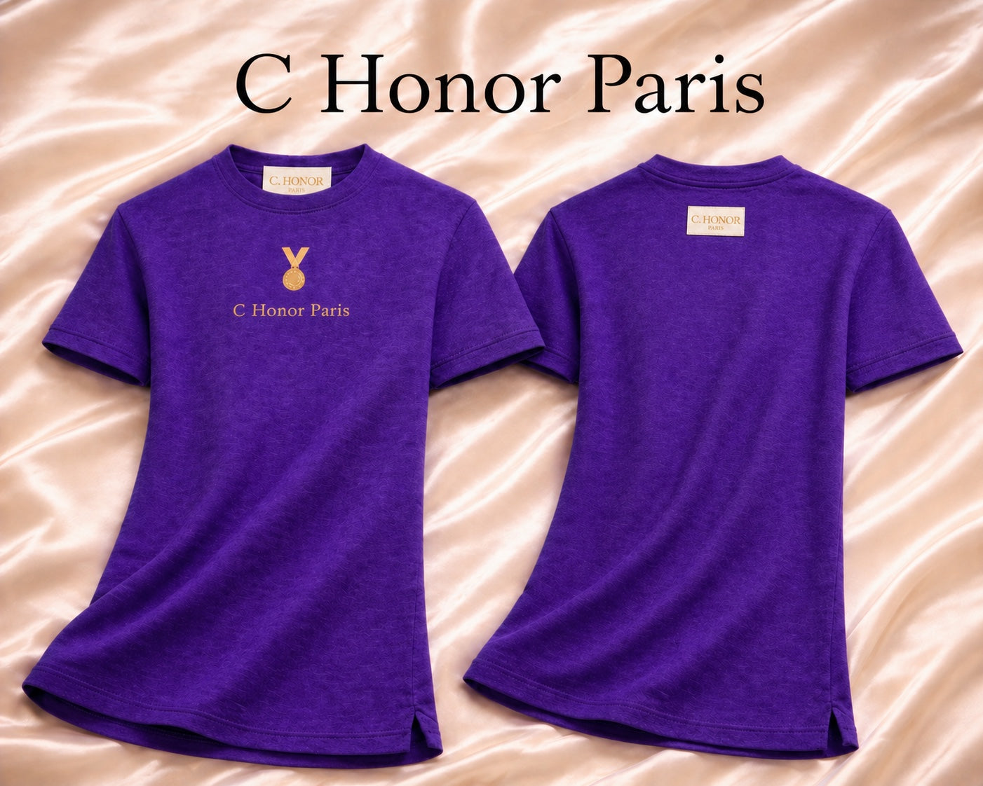 C Honor Paris Mallory Crewneck Shirt in purple front and back