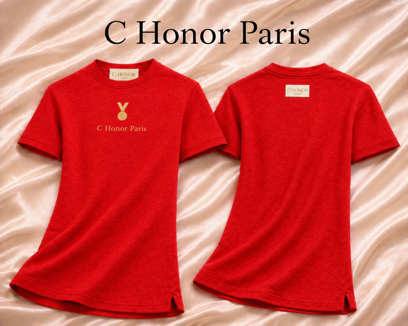 C Honor Paris Mallory Crewneck Shirt in red front and back