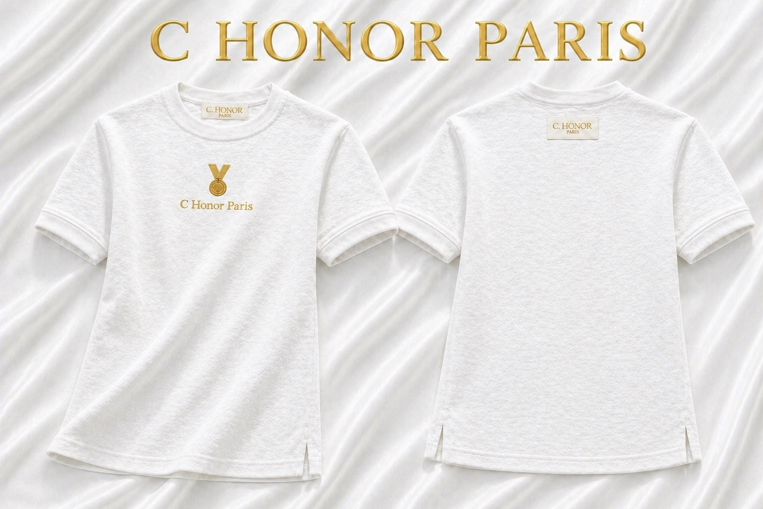 C Honor Paris Mallory Crewneck Shirt in white front and back