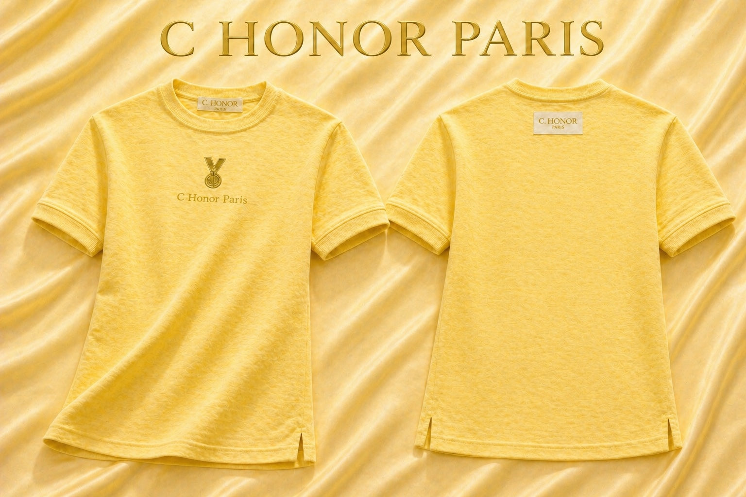 C Honor Paris Mallory Crewneck Shirt in yellow front and back