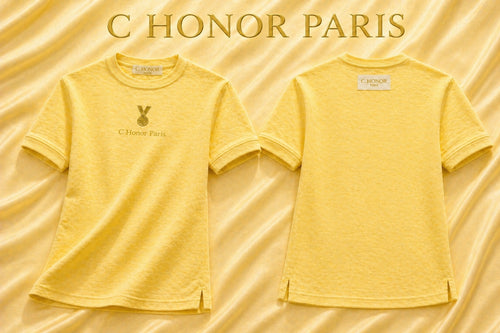 C Honor Paris Mallory Crewneck Shirt in yellow front and back
